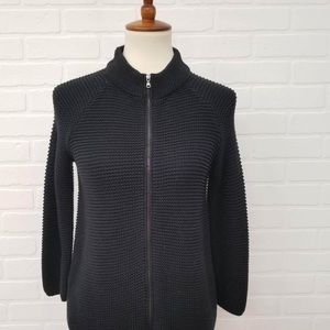 ❤️Talbots medium navy zip knit cardigan